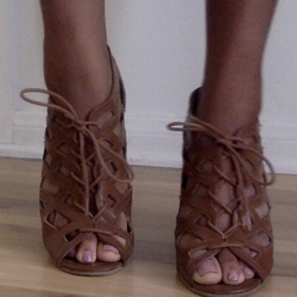 Brown Lace Up Wedges - Picture 2 of 2