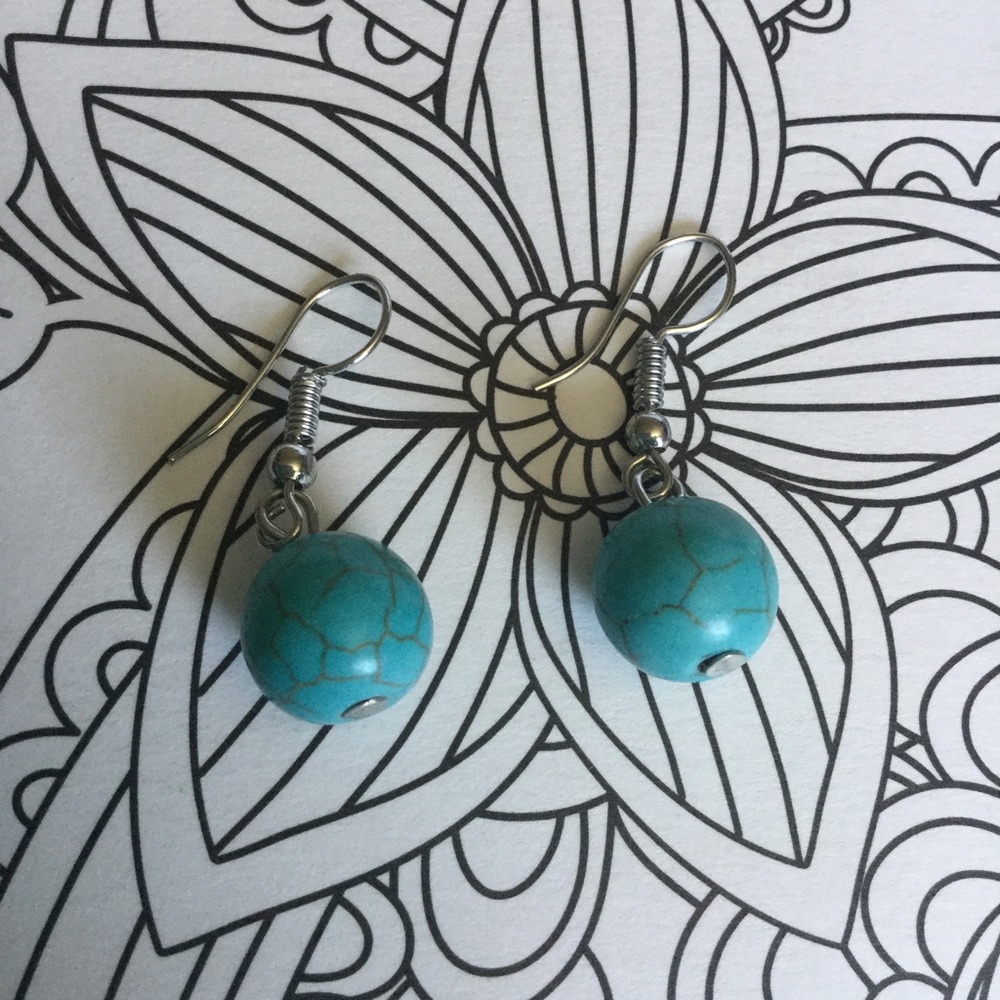 NWOT faux blue turquoise earrings