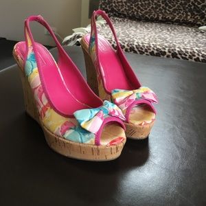 Coach sling back cork wedges