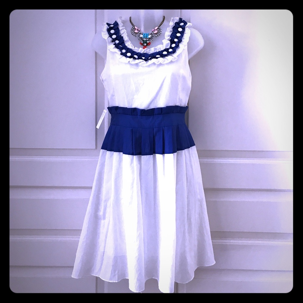 White and blue dress
