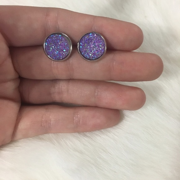 Jewelry - 3 for $12 Beautiful Purple Druzzy Earrings