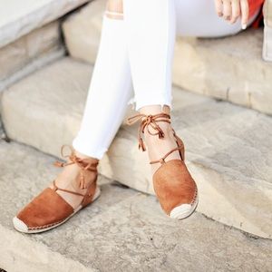 Suede Lace Up Espadrilles