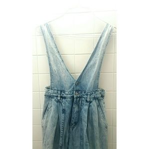 Rare 80s Vintage v neck denim overalls