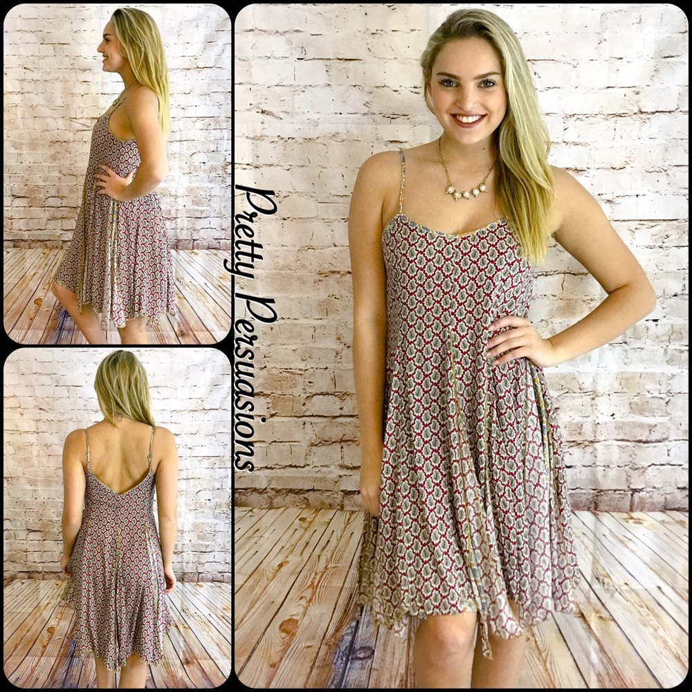 SALE‼️ NWT Printed Flowy Contrast Midi Slip Dress - Picture 1 of 6
