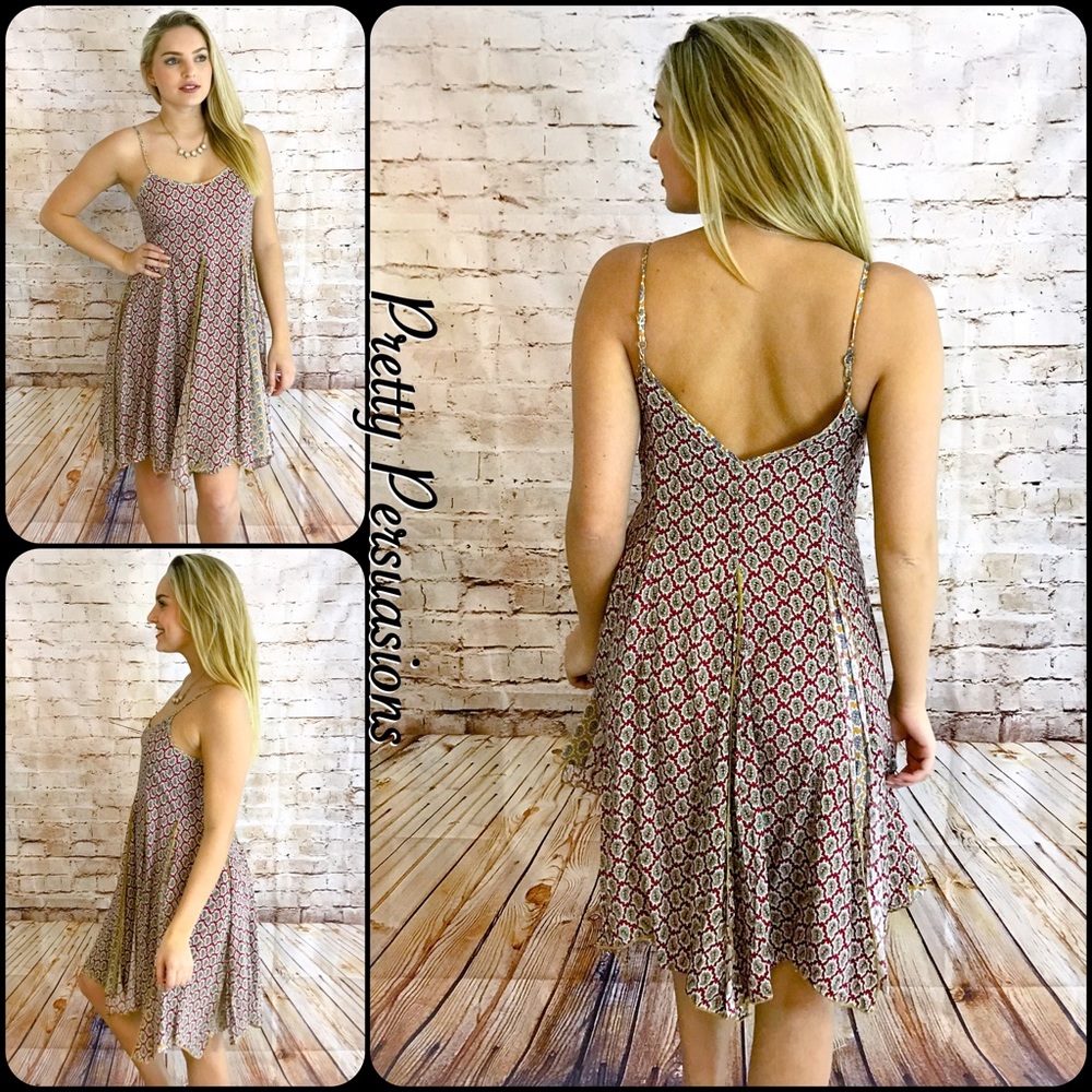 SALE‼️ NWT Printed Flowy Contrast Midi Slip Dress - Picture 3 of 6