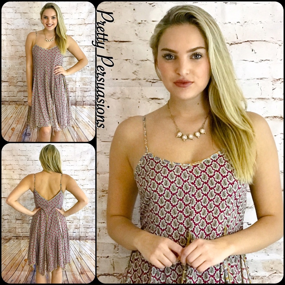 SALE‼️ NWT Printed Flowy Contrast Midi Slip Dress - Picture 5 of 6