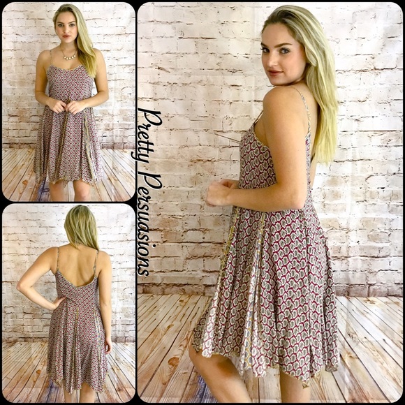 SALE‼️ NWT Printed Flowy Contrast Midi Slip Dress - Picture 2 of 6