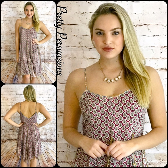 SALE‼️ NWT Printed Flowy Contrast Midi Slip Dress - Picture 5 of 6