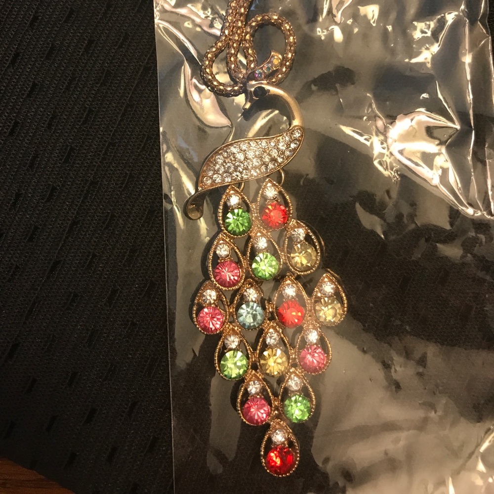 Long Peacock Fashion Jewelry necklace NWT