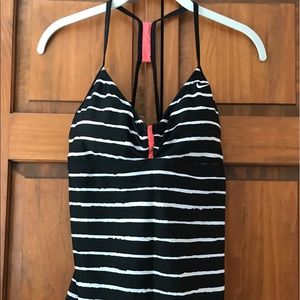 Nike black & white striped swim tankini