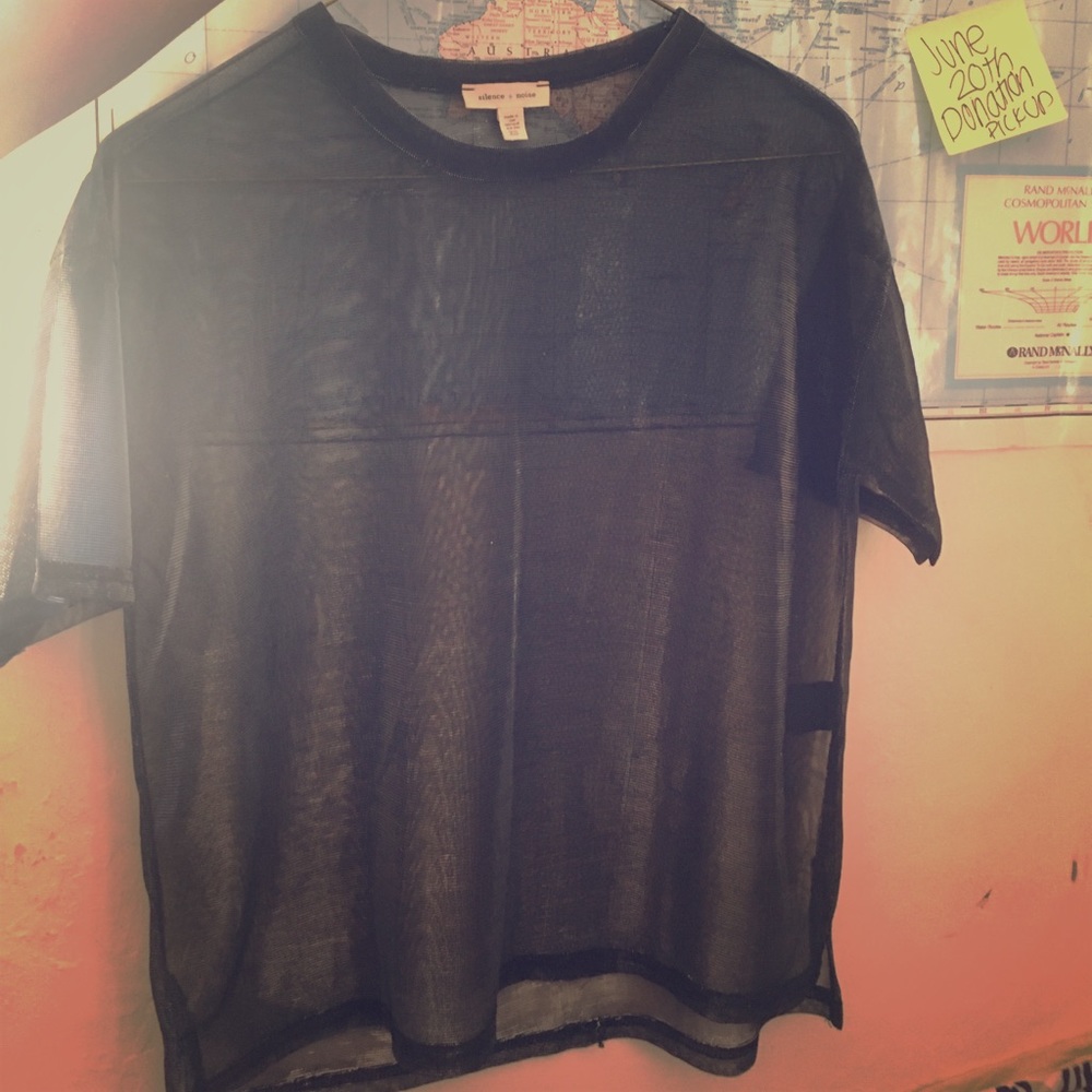 Mesh silver glitter top