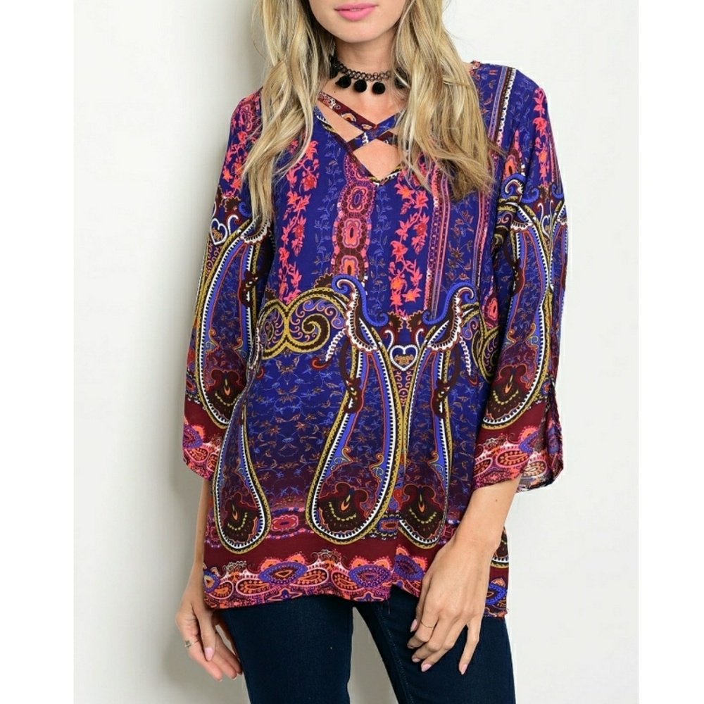 Blue Paisley Multi Blouse