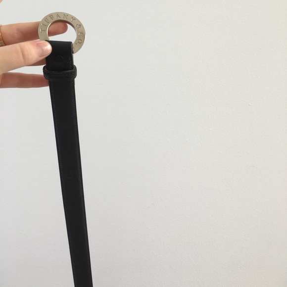 Tiffany and Co black leather belt