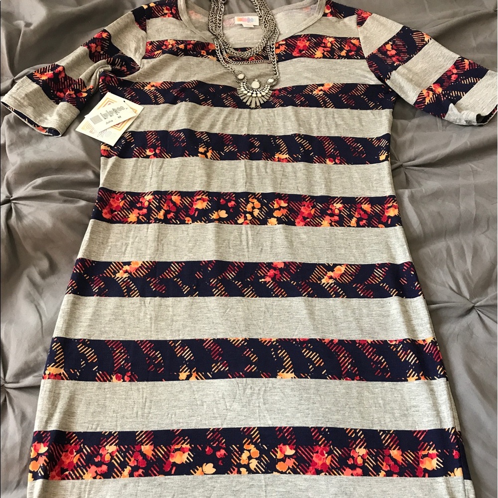 NET Lularoe Medium Julia!  Floral & Stripes!
