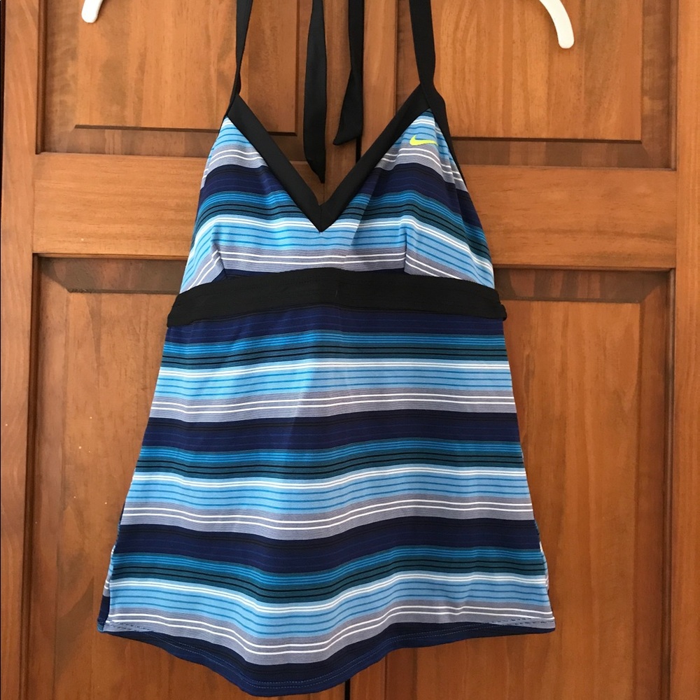 Nike blue striped swim tankini