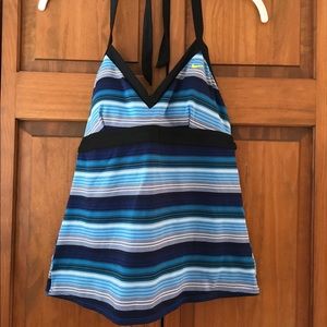Nike blue striped swim tankini