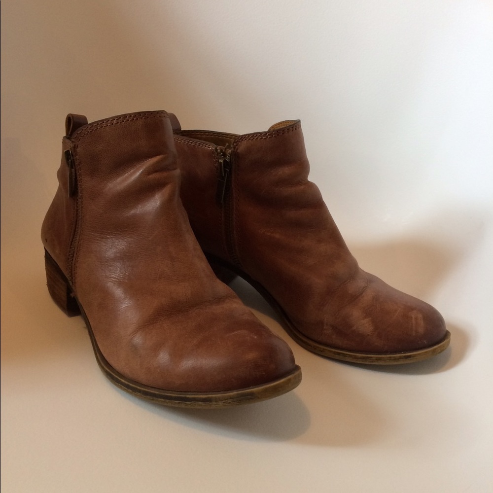Lucky Brand Basel Leather Booties Sz 8  tan/beige