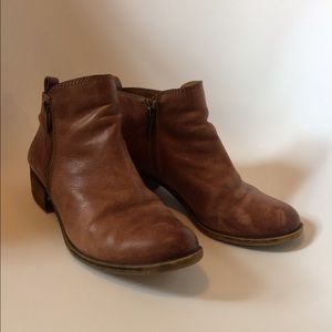 Lucky Brand Basel Leather Booties Sz 8  tan/beige