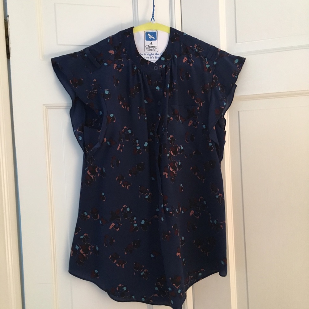 REBECCA TAYLOR Navy Floral Top