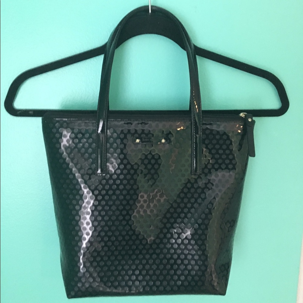Black polka-dot kate spade tote