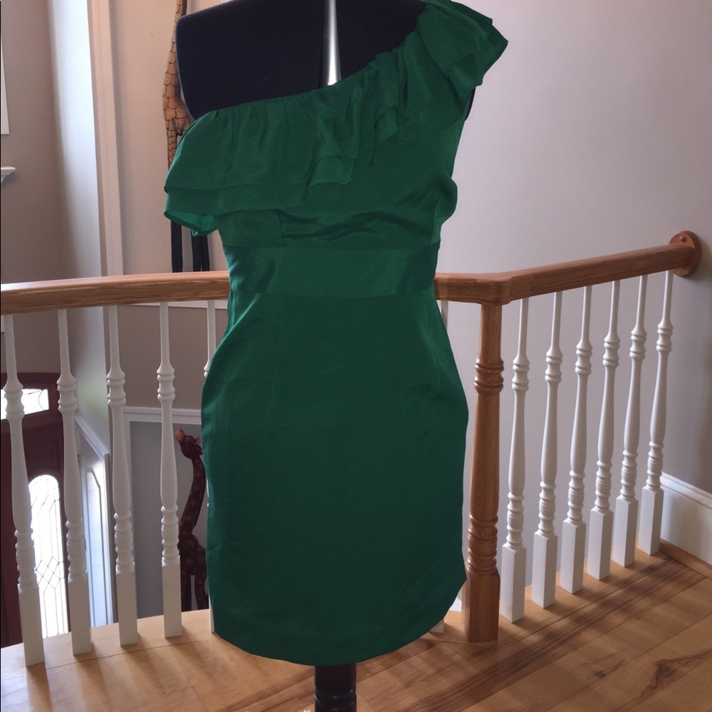 Green off the shoulder dress