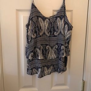 Navy blue paisley layered top