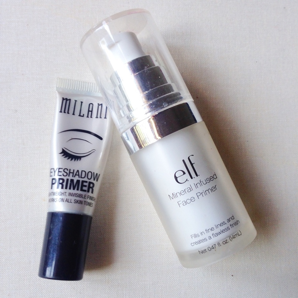 Elf face primer CLEAR  & milani eyeshadow primer