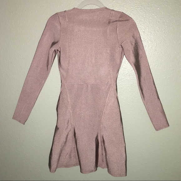 Bandage Long Sleeve Plunge Bodycon Dress - Picture 2 of 6