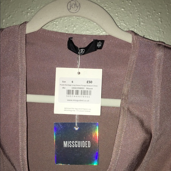 Bandage Long Sleeve Plunge Bodycon Dress - Picture 3 of 6