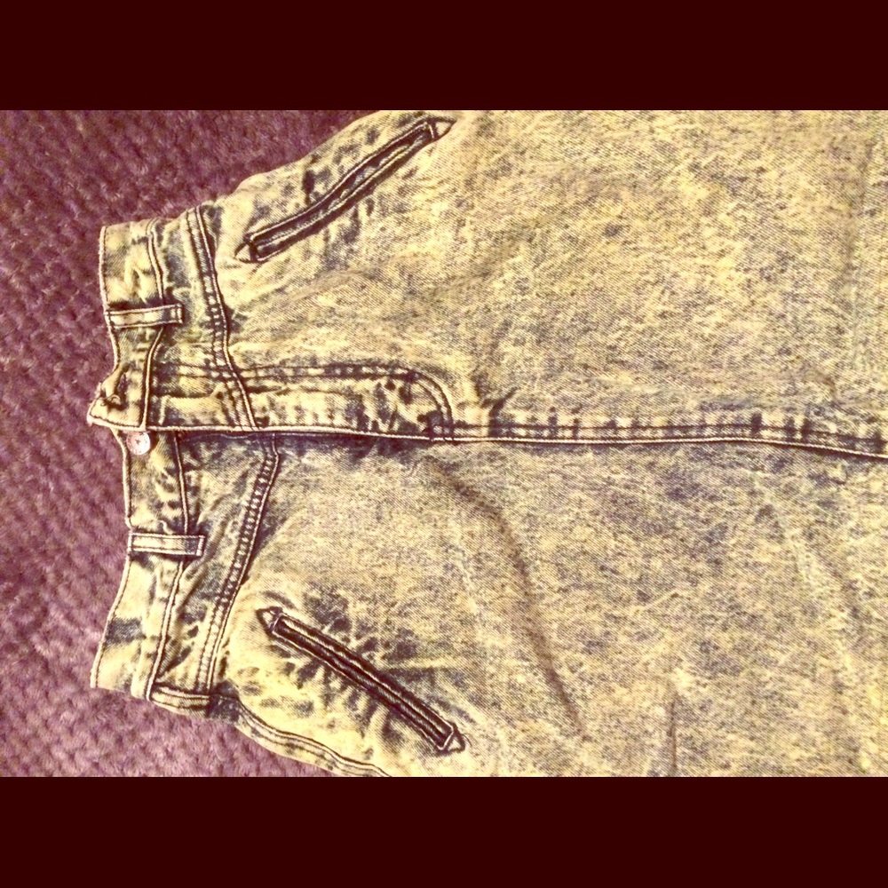 24' high waisted acid wash skirt