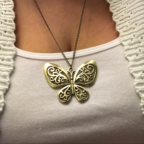 NEW!💙💎🦋BEAUTIFUL BUTTERFLY NECKLACE🦋💎💙GOLDEN - Picture 5 of 8