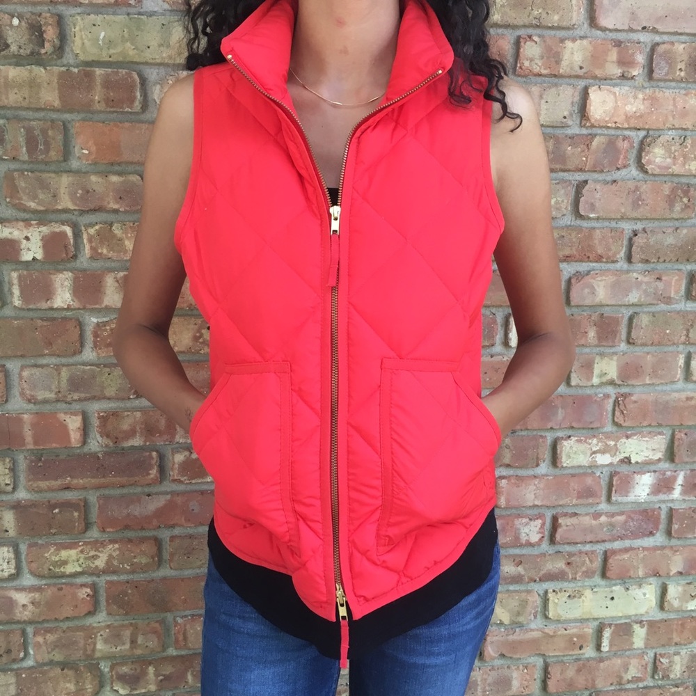 Bright Orange J Crew Puffer Vest