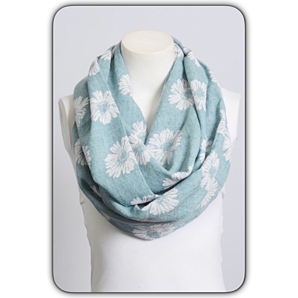 Chic Chambray Floral Infinity Scarf sold - Picture 3 of 6