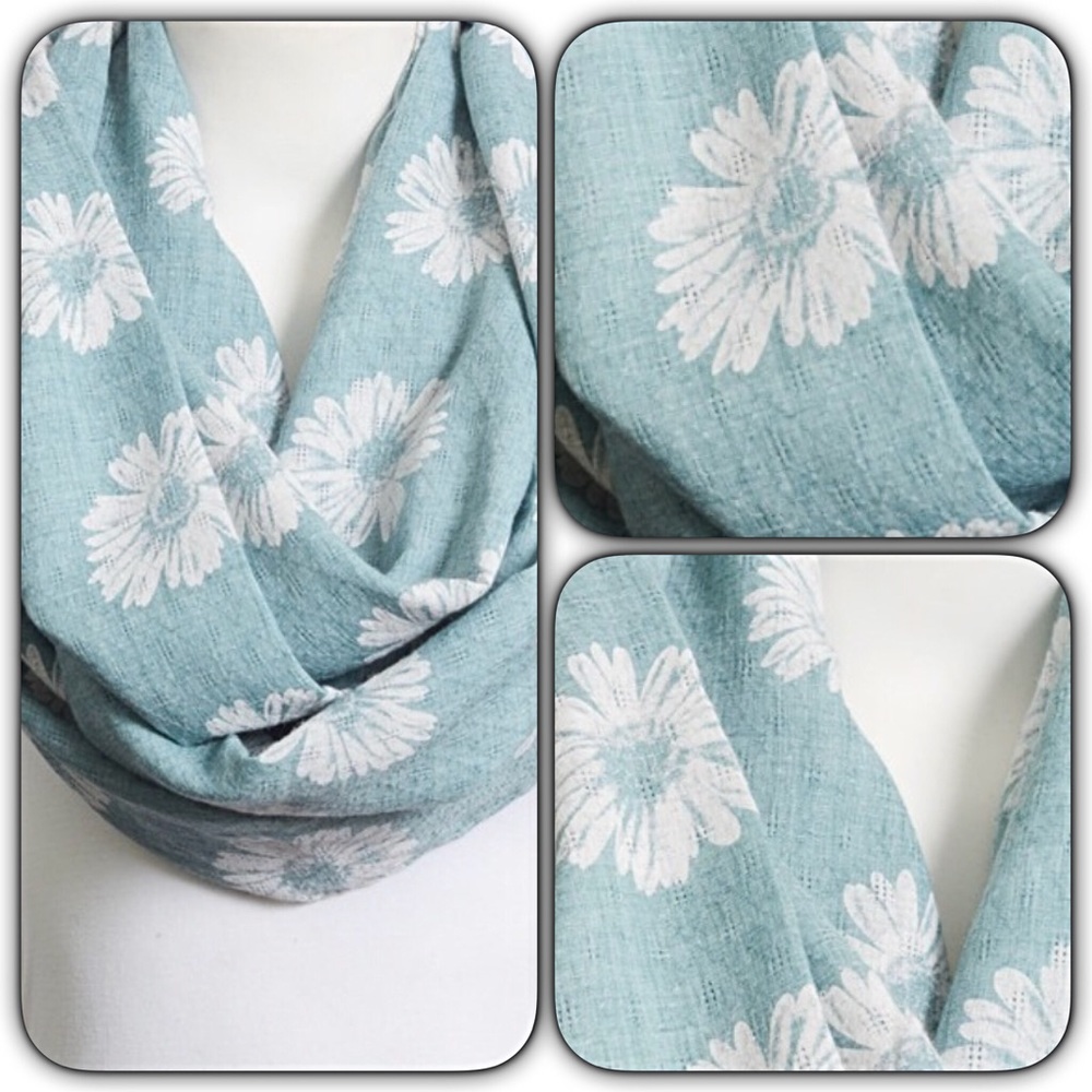Chic Chambray Floral Infinity Scarf sold - Picture 4 of 6