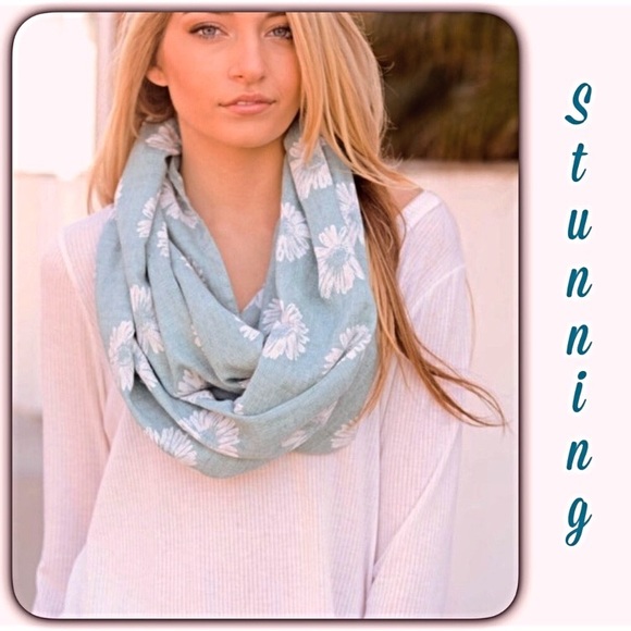 Chic Chambray Floral Infinity Scarf sold - Picture 6 of 6