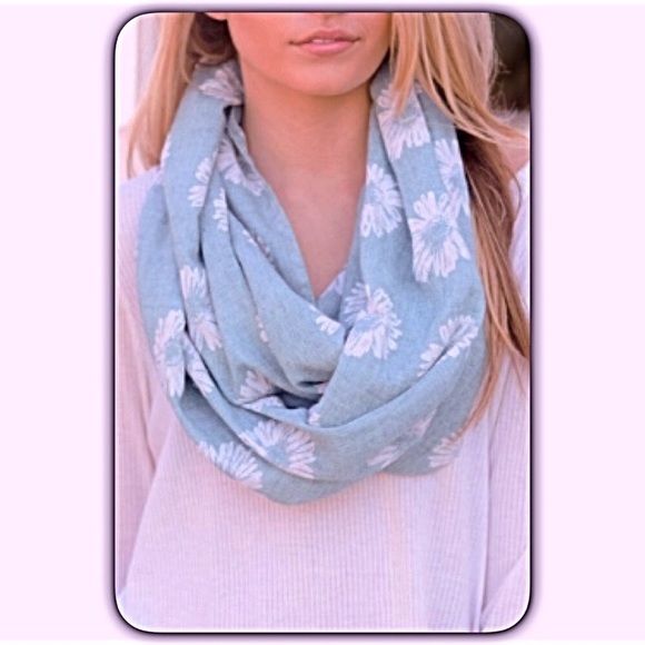 Chic Chambray Floral Infinity Scarf sold - Picture 5 of 6
