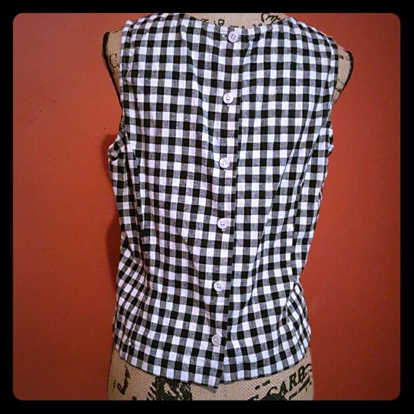 Stephanie Andrews Gingham Blouse Top Buttoned Back - Picture 2 of 3