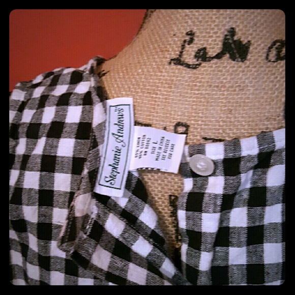 Stephanie Andrews Gingham Blouse Top Buttoned Back - Picture 3 of 3
