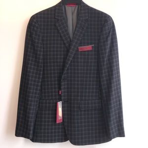 Alfani Men's Slim-fit Suit - 38R - Plaid Charcoal