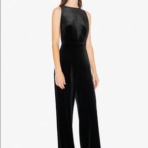 American Apparel Black Velvet Open Back Jumpsuit