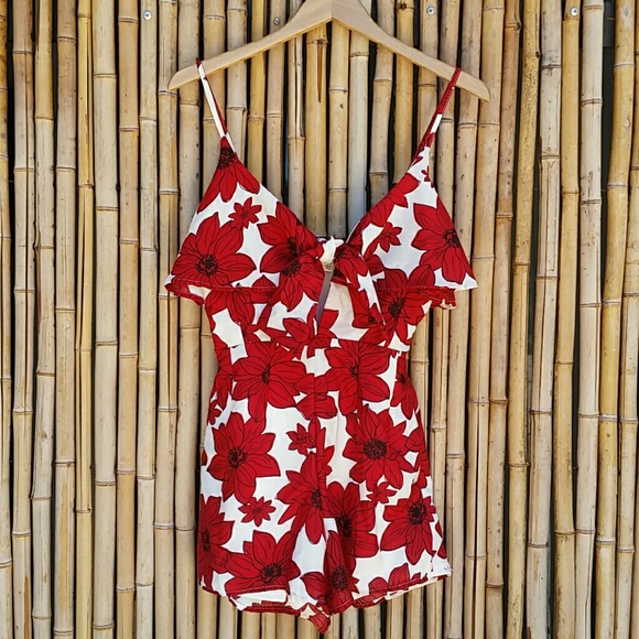 Real Haute Trends Pants - Red Floral Romper!