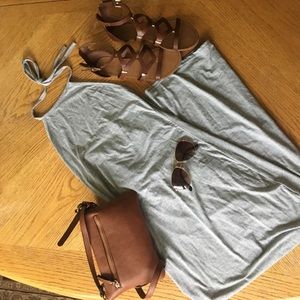 Gray halter neck maxi dress