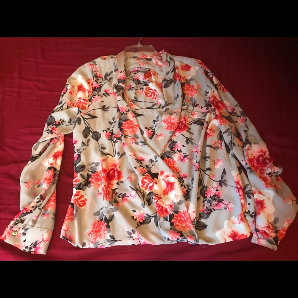 Alfani floral 💯 polyester long sleeve blouse