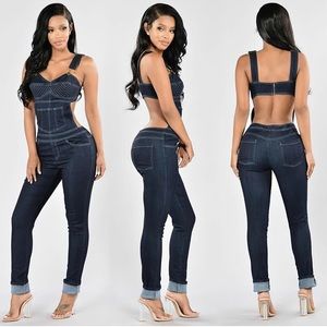 Denim overalls jumpsuit new never worn