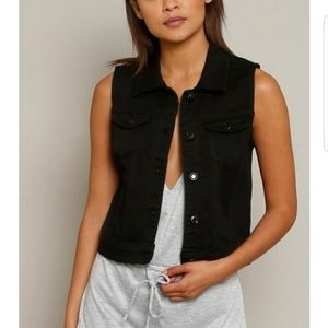 Black denim vest