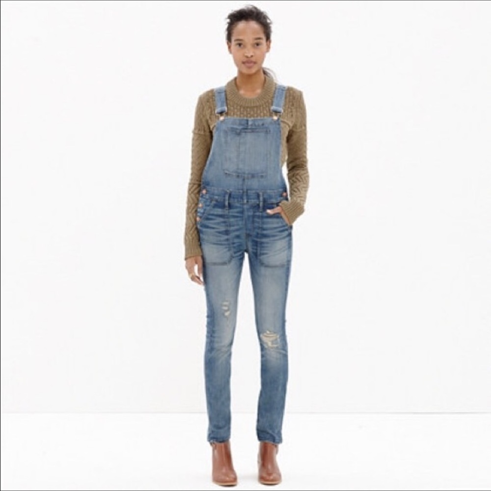 Madewell skinny overalls in Adrian wash