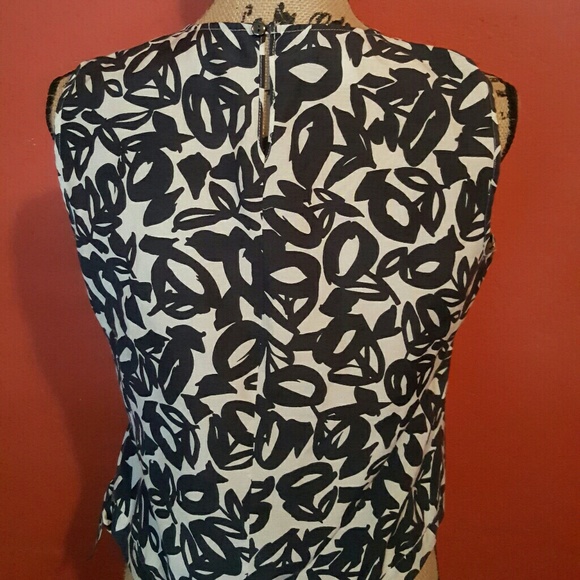Talbots navy and white print Side-Tie Crepe top - Picture 3 of 4