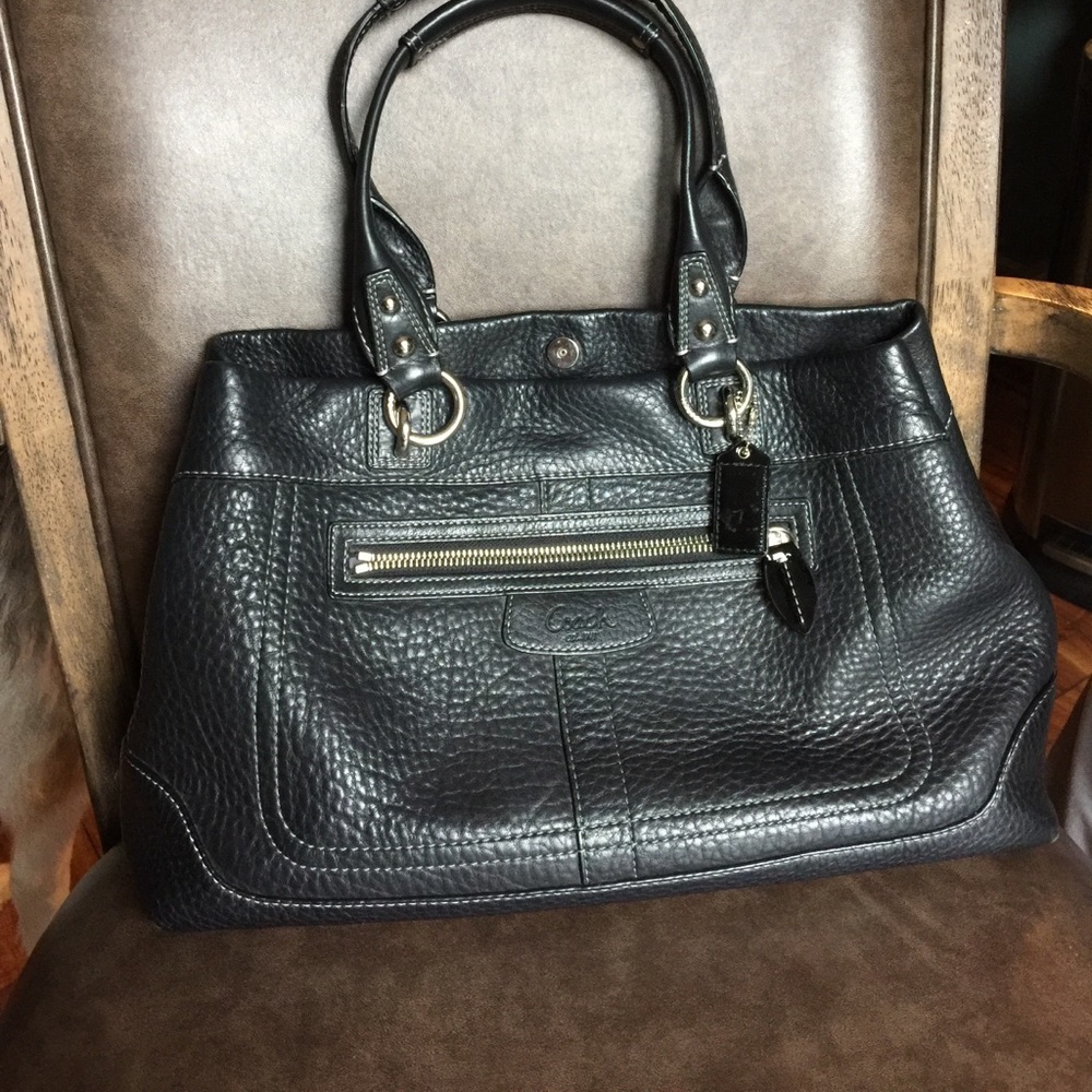 Coach black leather bag