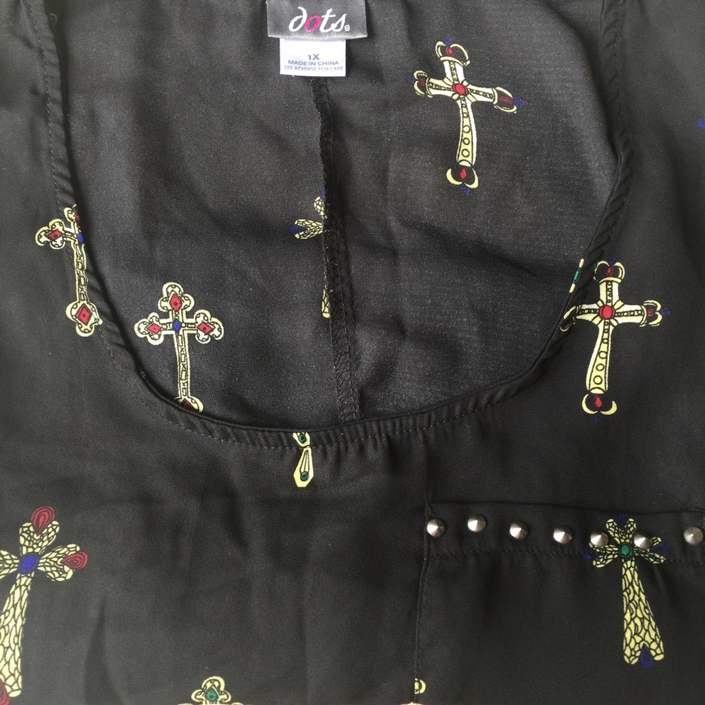 Black Sheer Cross Print Tank - Picture 4 of 7