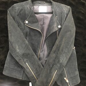 Blue suede genuine leather mango jacket xs